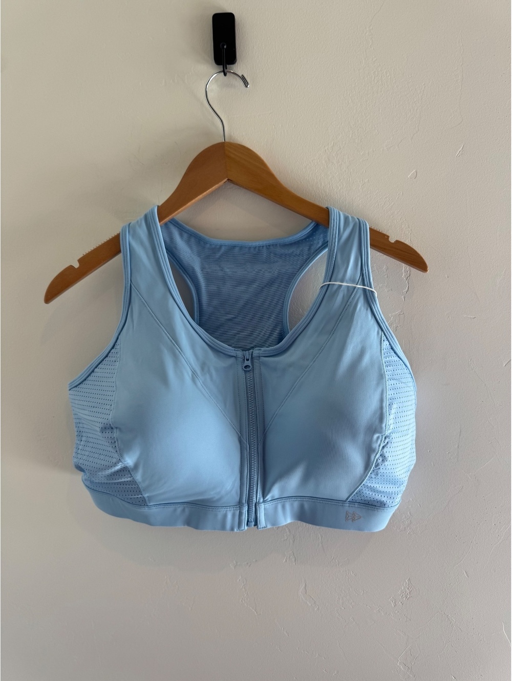 Yvette 4XL Light Blue Front Zip High Support Sports Bra NWT